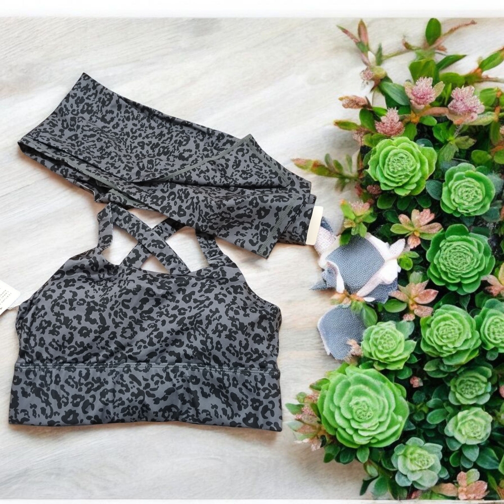 Leopard Print Sports Bra and Leggings Set